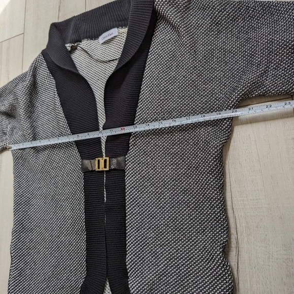 Calvin Klein Womens Black White Short Sleeve Knit Cardigan Sweater Size M - Picture 13 of 15